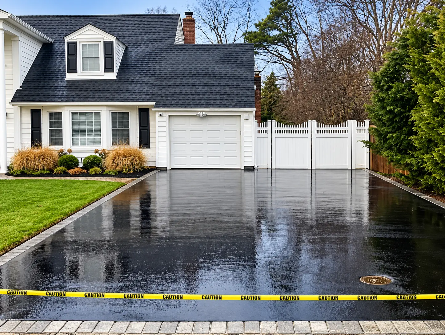 Asphalt driveway with cobble border — Smithtown, NY