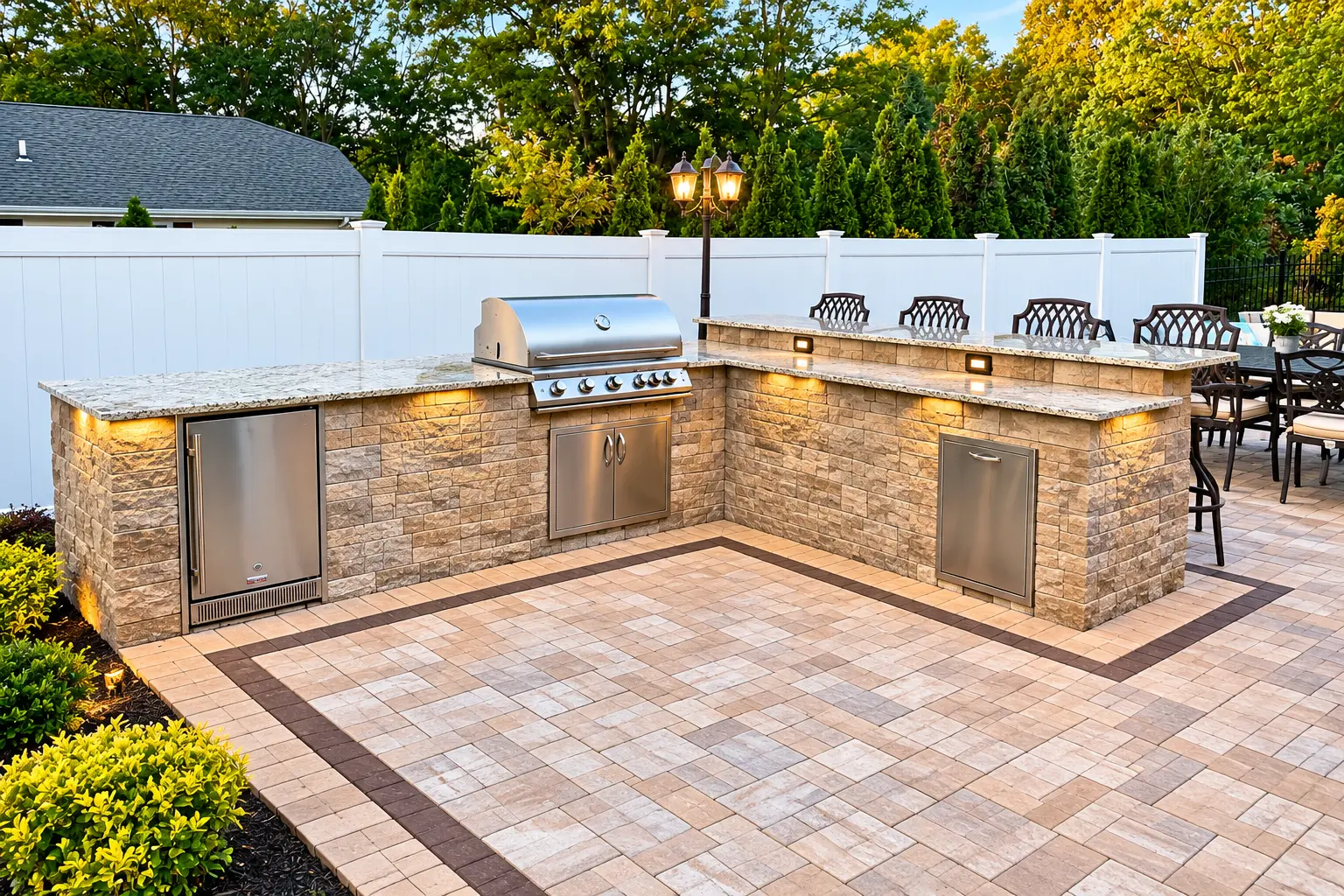 L-shaped outdoor BBQ kitchen & granite bar — Smithtown, NY
