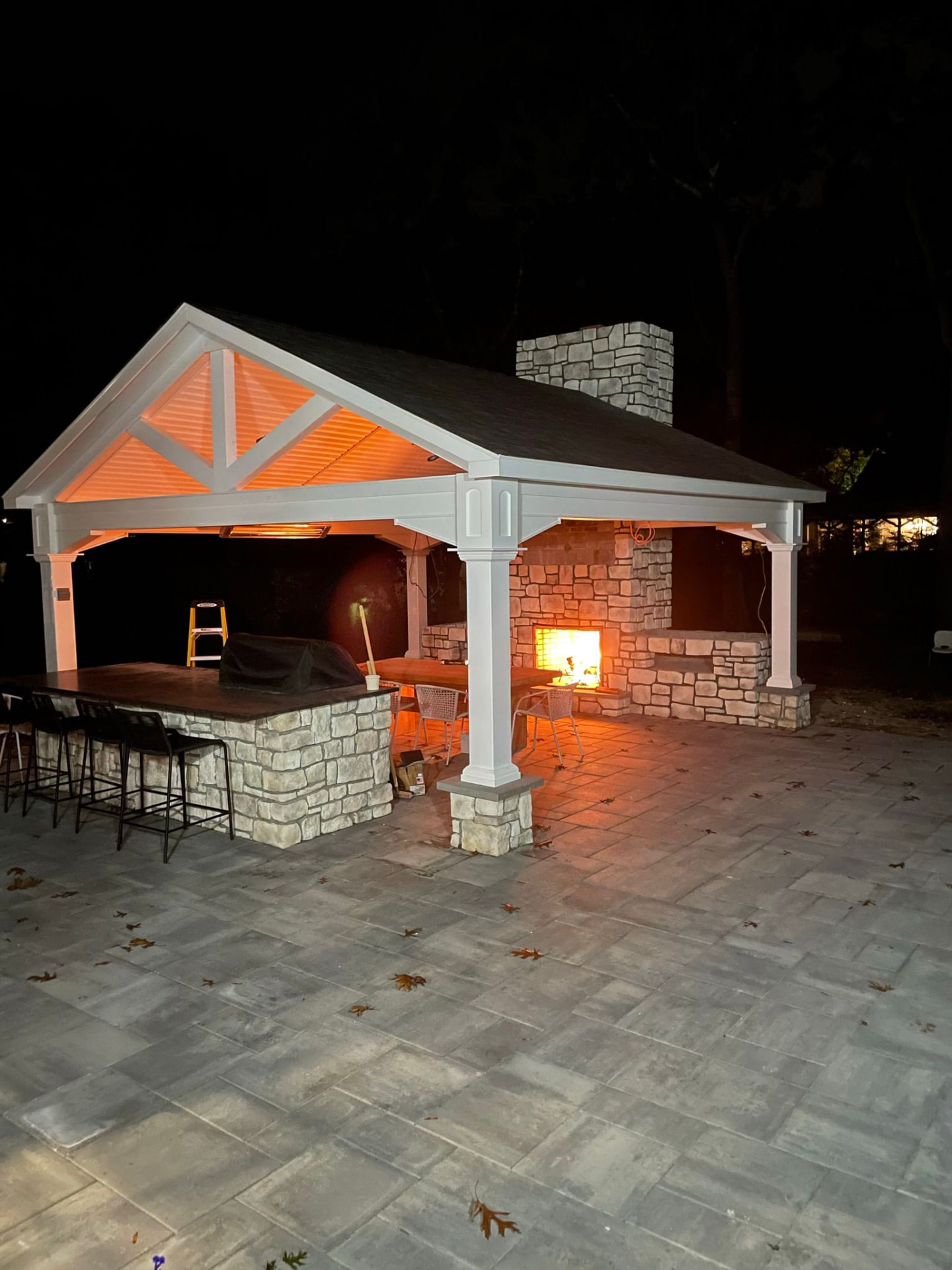 Covered pavilion with stone fireplace & bar — Smithtown, NY