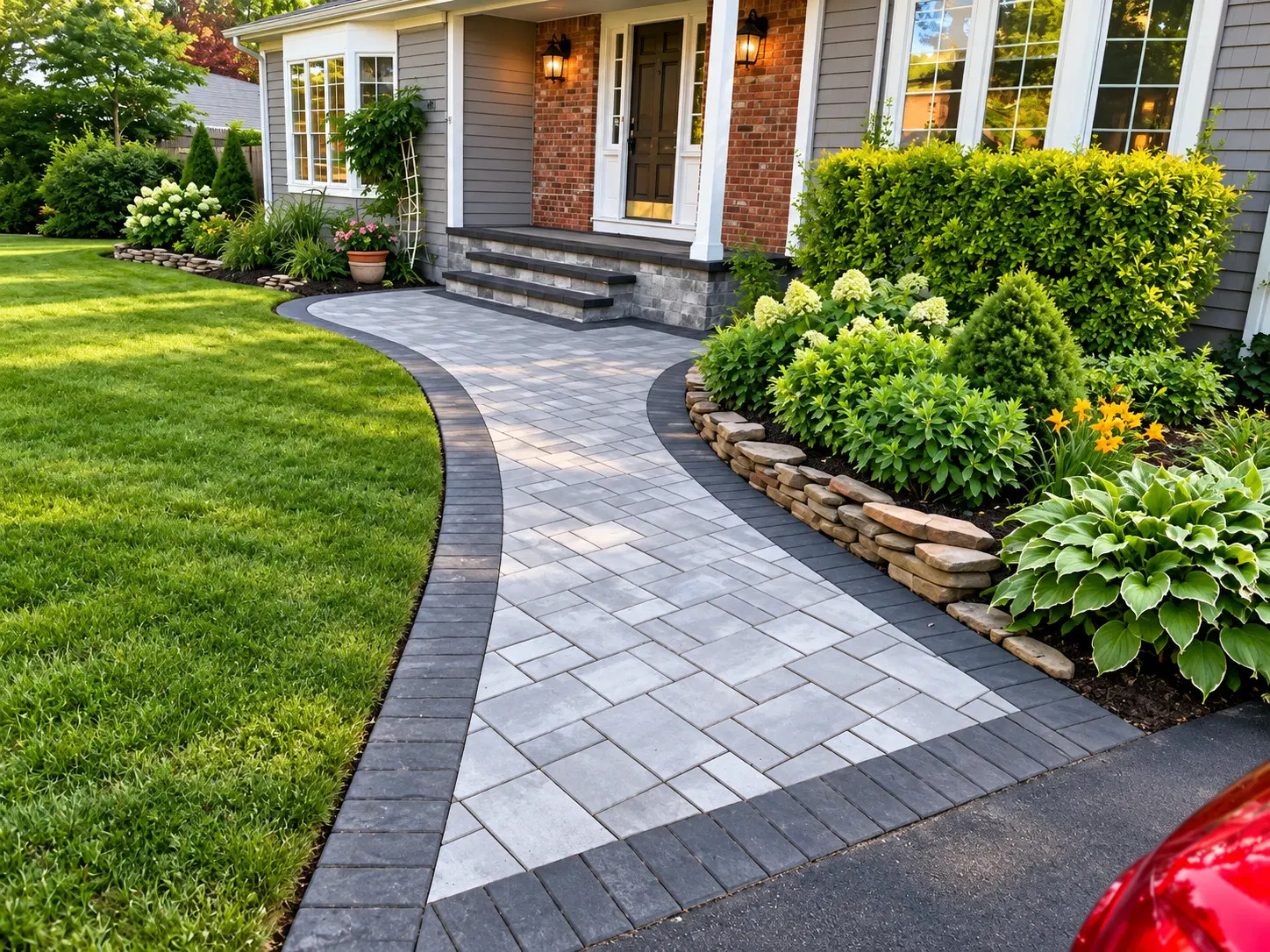 Masonry stoop, steps and paver walkway — masonry in Islip, NY