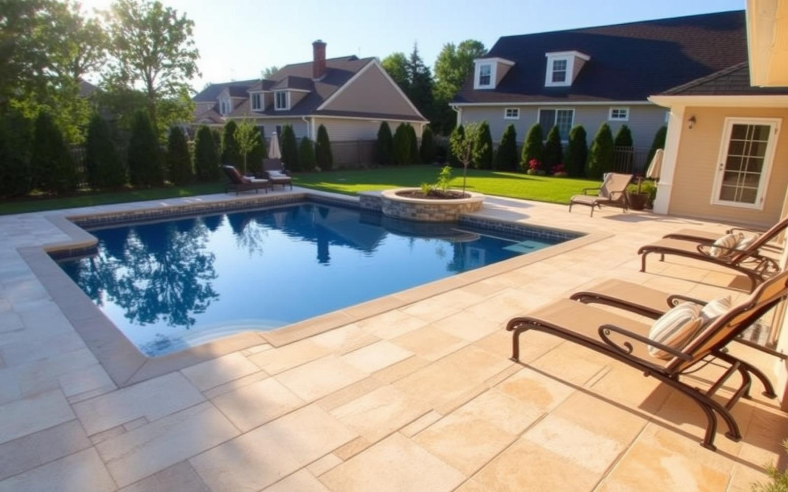 Travertine pool deck — Patchogue, NY